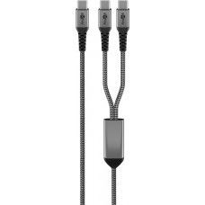 Laidas USB C - 2xUSB C 1.5m 60W pintas pilkas (grey) Goobay